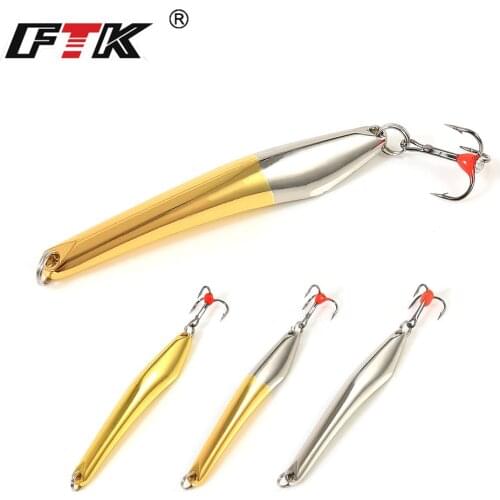 FTK 1pc Winter Ice Fishing Lure Allumen Wobbler Spinners Spoon 60mm/10g, 70mm/20g, 75mm/25g Metal Winter Hard Bait Treble Hook
