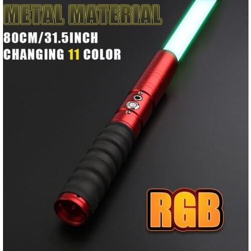 Purple Green 80cmrgb Lightsaber Metal Handle Heavy Duel Sound 11 Colors Led Adjustment Change Volume Power Lightsaber Weapon