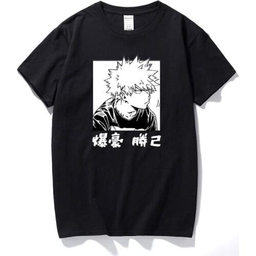 Anime Shirt My Hero Academia Bakugou Katsuki Casual Summer Harajuku Loose T-shirt for Men Unisex Cotton Short Sleeve T shirt