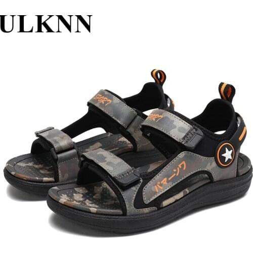 ULKNN Childrens Sandals Summer New Breathable Sandals Kids Beach Shoes Spring Comfortable Footwears For Boys Rubber Sole 28-39
