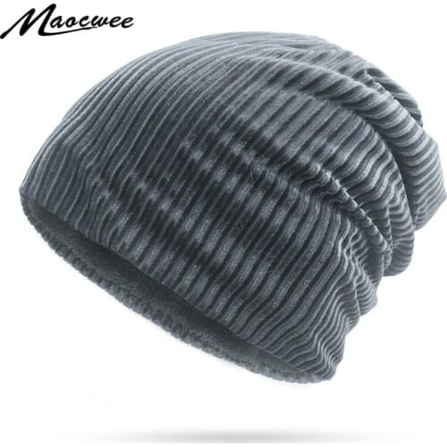 Autumn Winter Female Beanies Hats Striped Soft Warm Skullies Caps Women Men Hip hop cap Casual Turban Hat Plus Velvet Bone Gorra