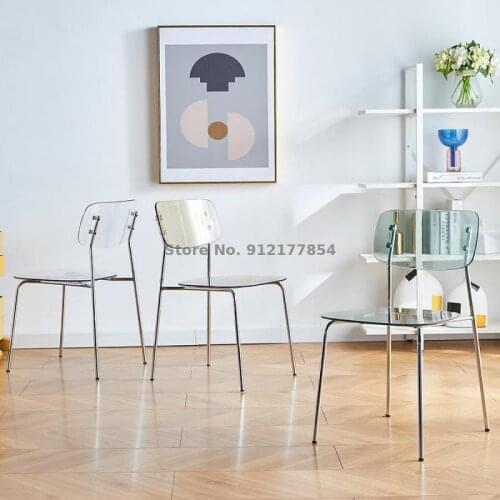 Transparent Dining Chair Home Acrylic Nordic Simple Crystal Plastic Backrest Stool Net Red Ins Milk Tea Shop Negotiation Chair