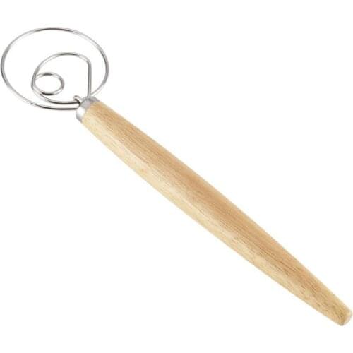 Steel Danish Dough Whisk DIY Bread Dough Stick Whisk Gadgets Tools Kitchen Accessories Handle Wood Oak Baking Dan