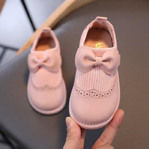 Spring Children Girls Butterfly PU Leather Shoes Female Kids Baby Shoes