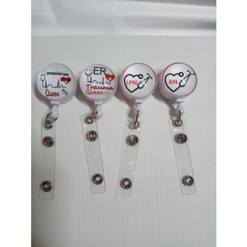 4 Designs RN LPN Nurse Retractable id badge reel can be personalized names for gift 10pcs/lot