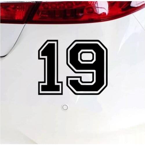 Number 19 funny car sticker vinyl decal silver/black for auto car stickers styling N2043
