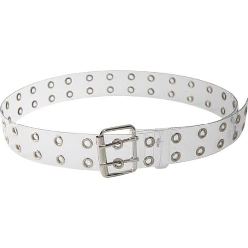 Women Plastic PVC Clear Full Grommet Belt Female Disigner Punk Rivet Pin Buckle Transparent belt Trouser Jeans dress waistband