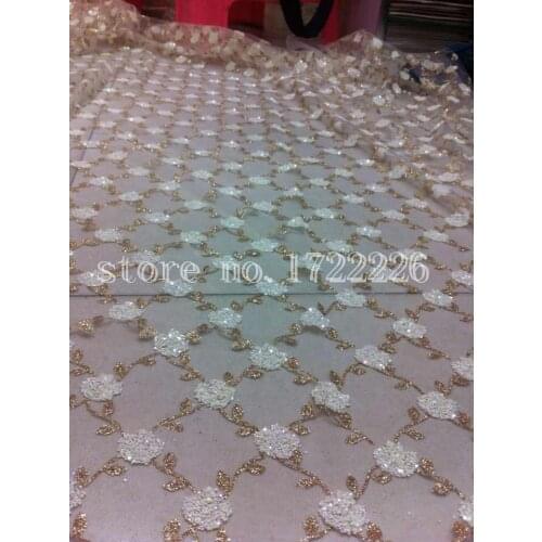 Golden rose cross lace elegant shining lovely sequin lace flower hand print for lady sawing/wedding dress/veil,send by dhl
