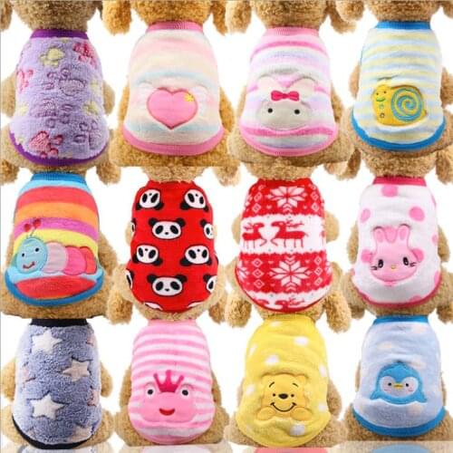 Winter Warm Pet Dog Clothes Multi-color flannel warm cartoon series embroidery dog cat Vest Jumpsuit Coat