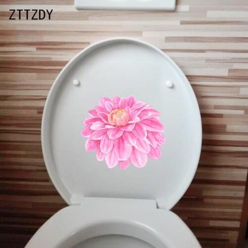 ZTTZDY 22.4*19.7CM Hand Painted Pink Blooming Flowers Toilet Seat Stickers Home Room Wall Decor T2-0721