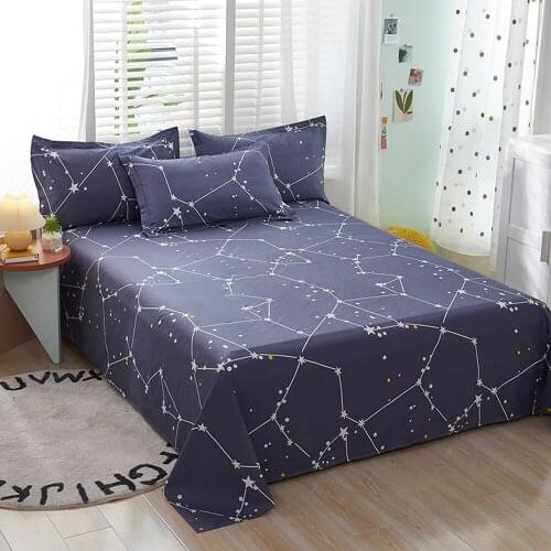 1pcs 100% Cotton Bed Sheet Star Flowers Printed Double Top King Sheets Pure Cotton Single Size Kids Bed Linen (No Pillowcase)