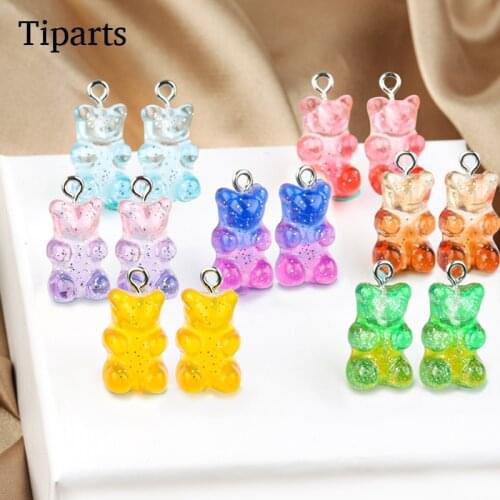 10pcs/lot Creative Cute Mini Gummy Bear Earrings Minimalism Cartoon Design Female Ear Hooks Danglers Jewelry Gift