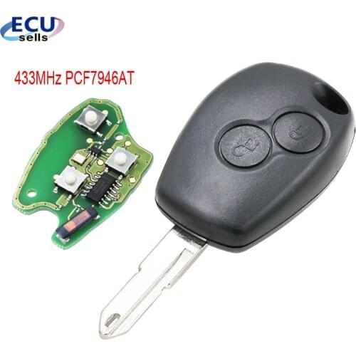 2 Buttons Remote Key For Renault Duster Modus Clio 3 Twingo DACIA Logan Sandero 433MHz ID46 PCF7946AT Chip