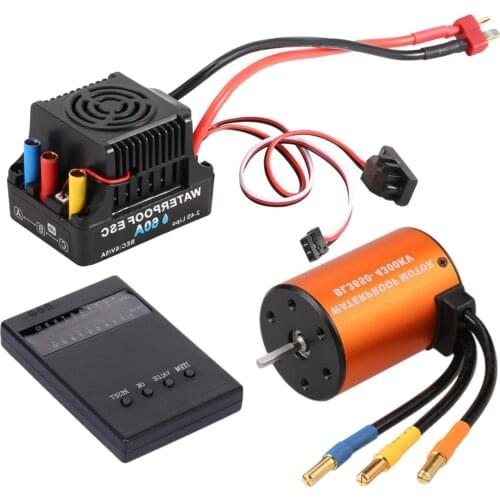 4300KV Brushless Motor 60A ESC Programming Card Combo for 1/10 On-Road Flat Drifting Car Truck Buggy Upgrade Banana Plug