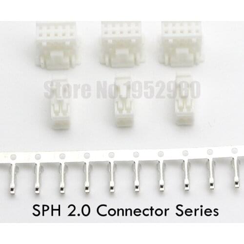 50PCS Mini SPH 2.0mm Pitch Connector Dual Row PDA 2.0 Housing with Lock Terminals