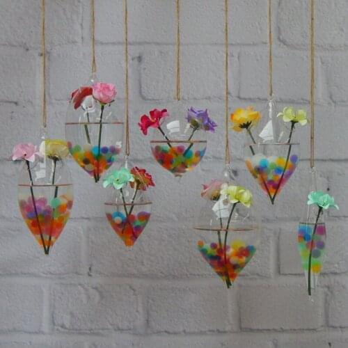 7pcs/pack Different Double Pointed Olive Shaped Hydroponic Hanging Glass Vase Simple Modern Household Decoration