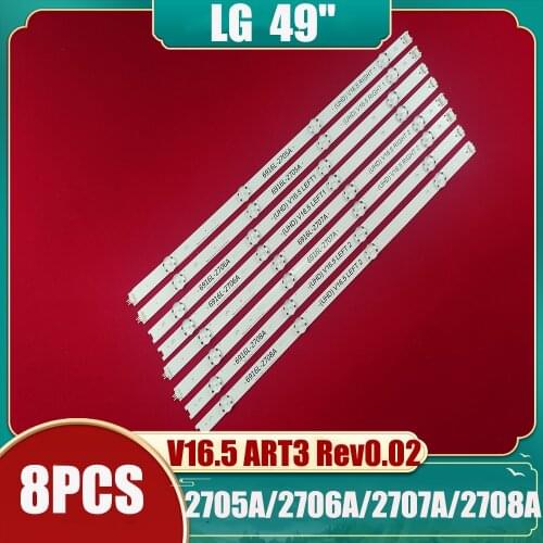 8 Pcs LED Backlight Para LG49 "V16 ART3 2551 49" V16.5 ART3 2705 49UH6500 49UH6507 49UH6509 49UH650 49UH652T 49UH664V 49UH668V
