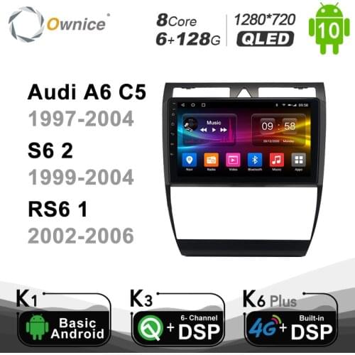 6G+128G Android 10.0 Car Radio GPS for Audi A6 C5 1997-2004 S6 2 1999-2004 RS6 1 2002-2006 Seteo 4G LTE DSP SPDIF BT5.0 1280*720