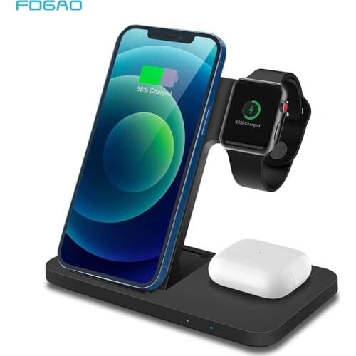 20W Qi Wireless Charger Stand 3 in 1 Fast Charging Dock Station For iPhone 12 11 XS XR 8 X For Airpods Pro Apple Watch 6 5 4 3 2