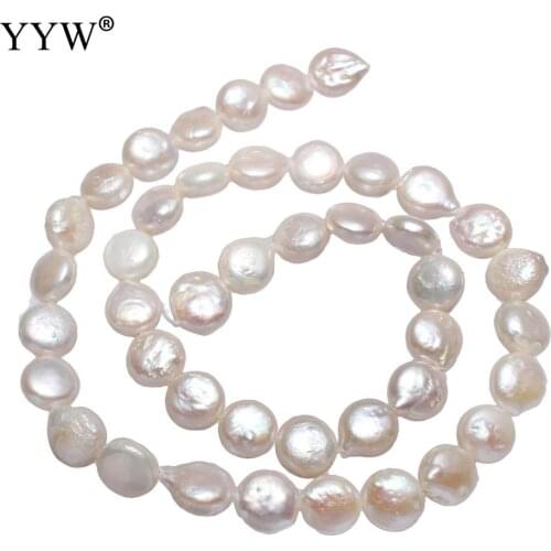 Cultured Coin Freshwater Pearl Beads Flat Round Natural White 8-9mm Approx 0.8mm Sold Per Approx 15.3 Inch Strand