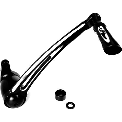 Black And Cast Chrome Aluminium CNC Shallow Cut Brake Arm Lever Pedal For Harley Touring 08 09 10 11 12 13