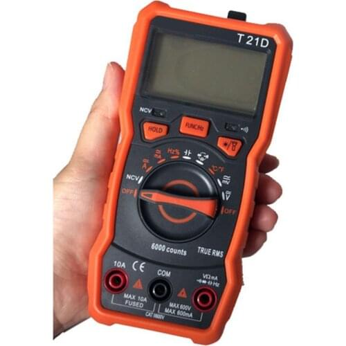 T21D Digital Multimeter DC/AC Voltmeter Handheld Diode NCV Tester 6000 Counts