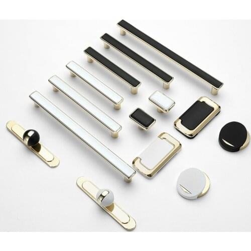 Zinc Alloy Gold Cabinet Knobs Kitchen Door Handles Black Drawer Cupboard Door Handle Cabinet Handles for Furniture Hardware