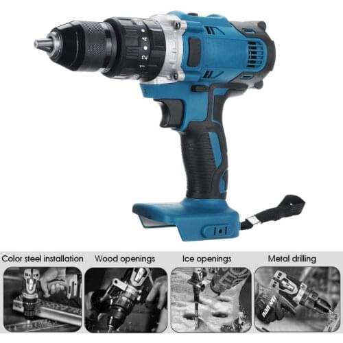18V 3-in-1 13mm Electric Hammer Screwdriver High Power Cordless Electric Impact Drill With LED Household Power Hand Tool