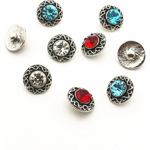 Hot selling 20pcs/lot crystal alloy 12mm Glass Snap Buttons Fit DIY Snap Bracelet Snap Button Charms Jewelry
