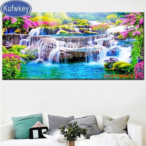 Large size waterfall Diamond Painting Full Square Round Drill Diy 5D Diamond Embroidery Mosaic Needlework Spring landscape