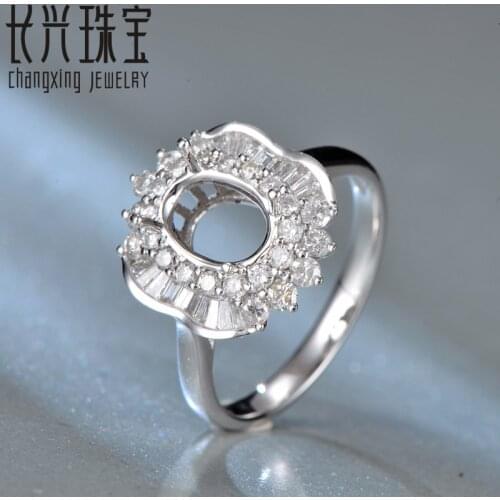 6x8mm oval shape 18K white gold Natural 0.69ct Diamond Engagement Ring Jewelry Semi Mount Setting Ring