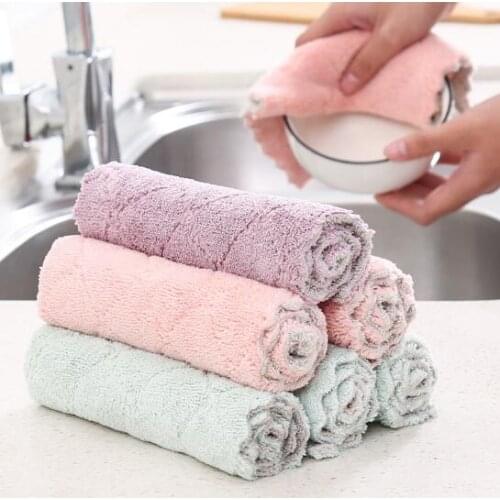 Kitchen Bowl Dishcloth Cleaning Cloth Strong Water Absorbent Cloth Thicken Microfiber Duster Bathroom Washing Cloth