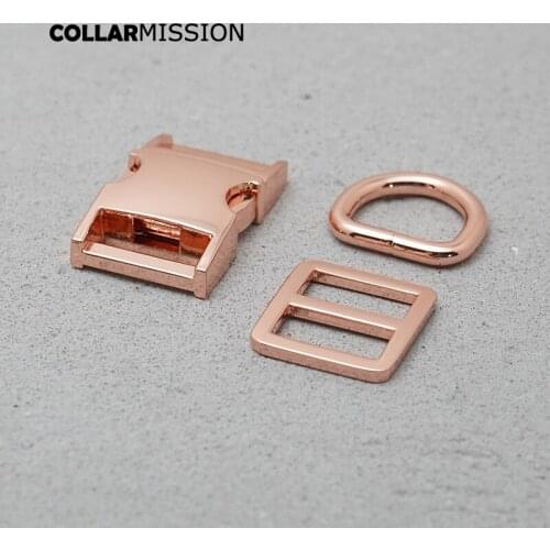 Metal plated buckle rose gold 20mm (metal buckle+ adjust buckle+ D ring ) for backpack webbing dog collar bag DIY 15mm accessory