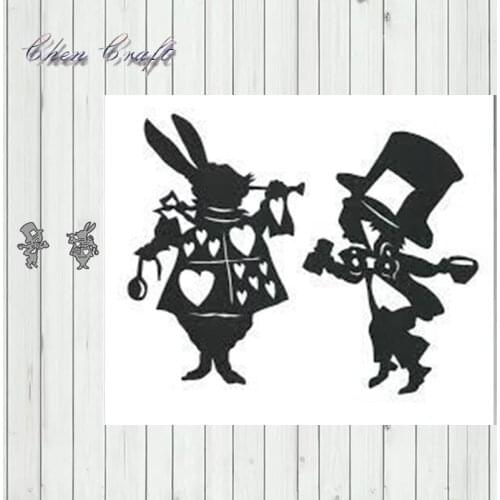 Metal Cutting Dies 2 Rabbits Background Scrapbooking Paper Craft Punch Knife Embossing Art Cutter Dies