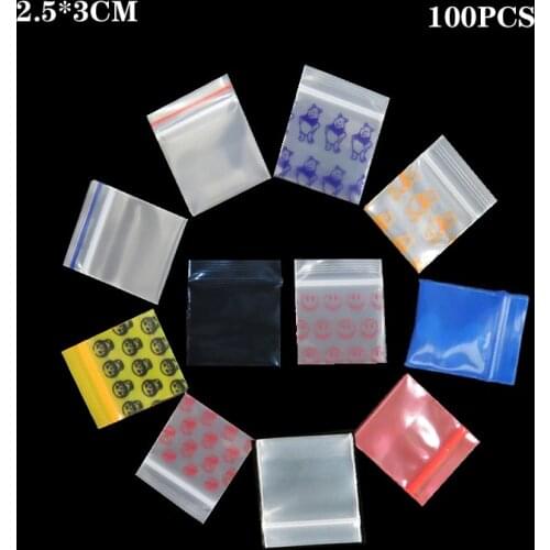 Ziplock bag thickened mini transparent small color cartoon cute sealed packaging bag button bag jewelry bag medicine powder bag