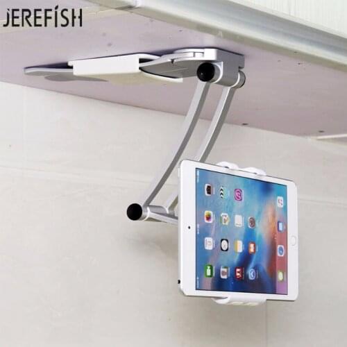 JEREFISH Upgrade Tablet phone Holder 2 in 1 Kitchen Desk Mount Adjustable holder Fit For 19cm to 24cm Width Tablet Mobile phone