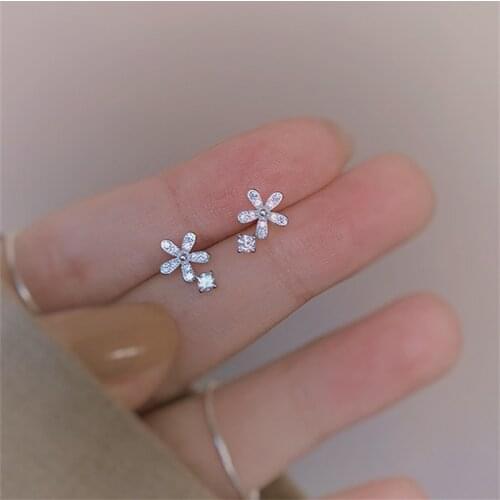 Fashion Zircon Flower Stud Earrings For Women Elegant Jewelry Pendientes Brincos eh1128