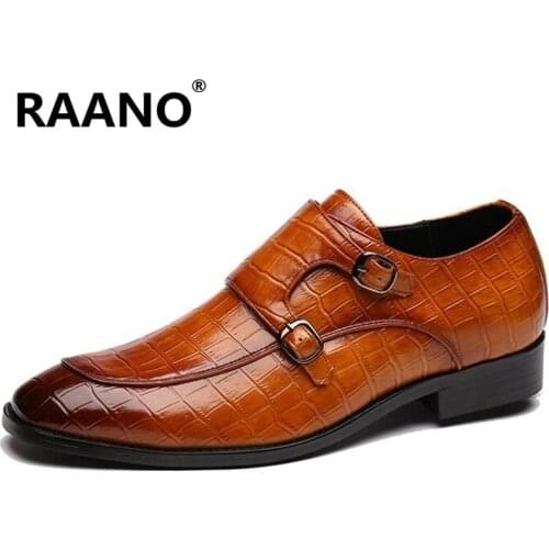 Big Size 37-48 New Genuine Leather Men Formal Business Oxford Shoes Male Fashion Metal Buckle Pointed Toe Wedding Dress Shoes