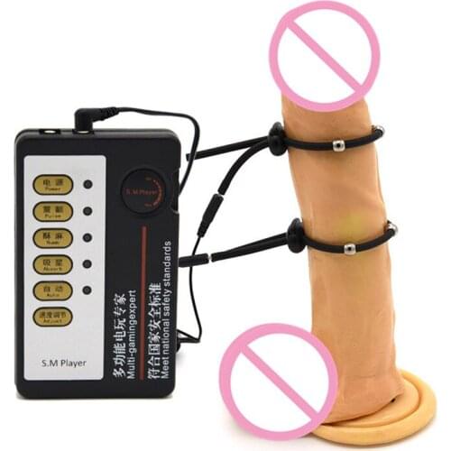 Male Electric Shock Penis Extension Stimulator Penis Ring Adult Cock Ring Penis Enlarger Delay Time Male Masturbator Sex Toy