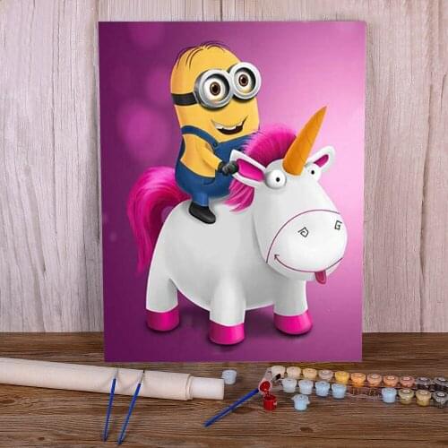 Cartoon Rainbow Unicorn Horse Animal Diy Package Acrylic 40*50 Canvas Pictures Drawing Art