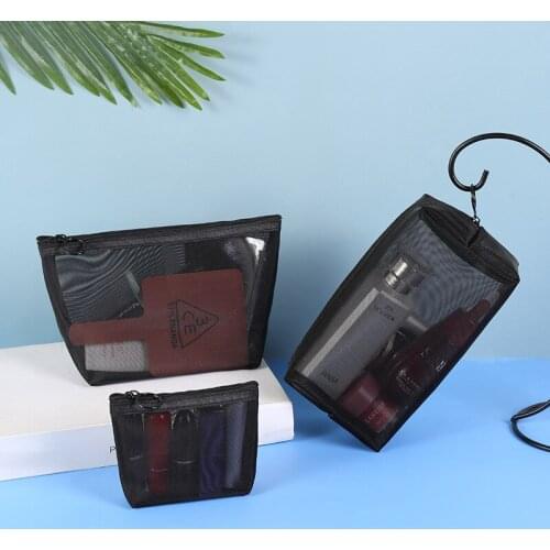 Women Men Necessary Cosmetic Bag Transparent Travel Organizer Fashion Small Large Black Toiletry Bags Makeup Pouch Beach Bag
