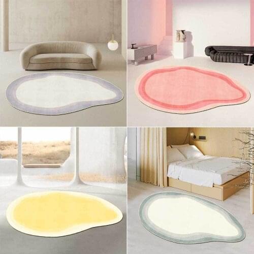 New imitation cashmere modern minimalist irregular elliptical gray yellow beige white living room bedroom carpet floor mat