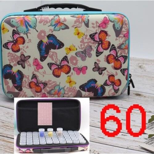 New style 60 Bottles diamond mosaic Tool Container Storage Butterfly Diamond Painting Box Accessories Holder Hand Bag Zipper box