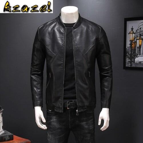 Autumn Winter Brand Mens New Leather Jacket Men Baseball Collar Motorcycle leather Coats Korean tide PU Male Biker Outerwear