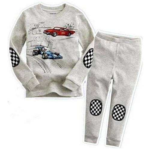 Girls Boys Sleepwear Childrens Pajamas Racing Car Autumn Pyjamas Nightwear Baby Girls Clothes Pijamas Sets 2-7Y Kids Homewear