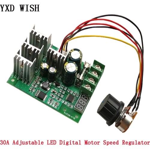 DC 6-60V 30A Adjustable LED Digital Motor Speed Regulator PWM DC Motor Speed Controller Motor Speed Control Governer 12V 24V 36V