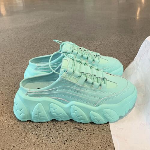 Summer Women Slippers 2021 Thick Sole Dad Shoes Casual High Platform Shoes Comfortable Leisure Cutout Sandal Sneakers Woman 5CM