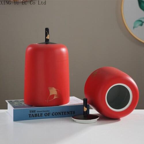 Chinese Style Modern Ceramic Storage Tank Decoration Creative Art Abstract Storage Tank with Lid Home Decoration Accessories