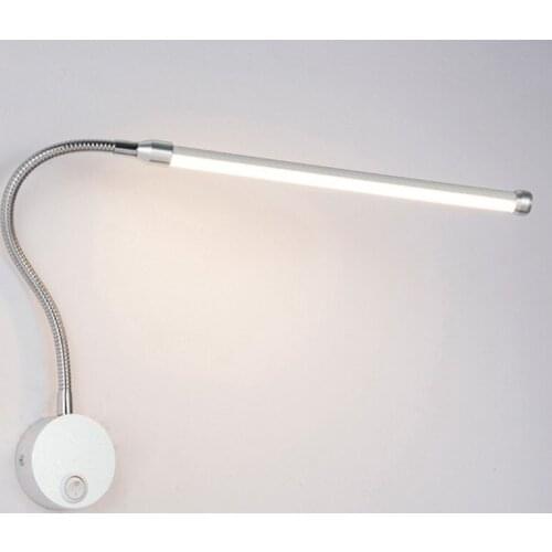 LED Wall Lamps With Knob Switch 6W AC90-260V Silver Reading Light Direction freedom Adjustable Indoor Lighting