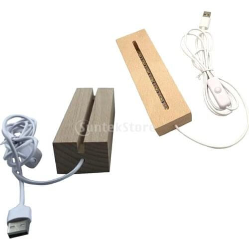LED Display Lights USB Laser Slot Wooden Lighted Base Stand Holder for Crystal Ball Art Glass Resin Art Acrylic Jewelry Supports